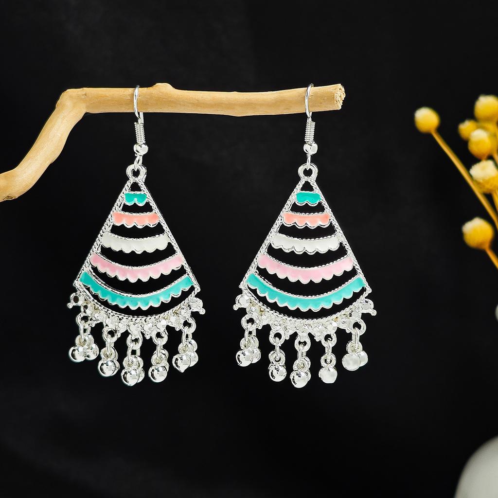 Geometric Round Ethnic Style Earrings, Long Fringed Earrings For Bohemian Retro Tourist Attractions