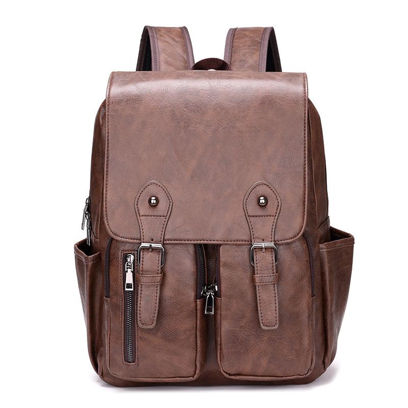 New trendy bag pu leather backpack, casual and fashionable student travel bag, large-capacity business backpack.