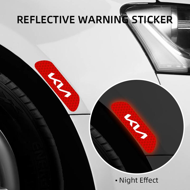 MYMX8 4PCS Car Door Sticker Safety Warning Reflective Mark For KIA Rio Ceed Sportage Cerato Soul