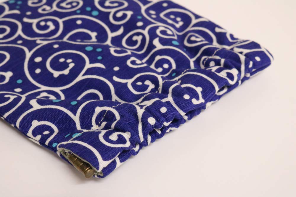 Kyosuke 16 X Dot Arabesque Navy Blue Japanese-made Spring-Cloth Pouch, 12cm, Pattern,