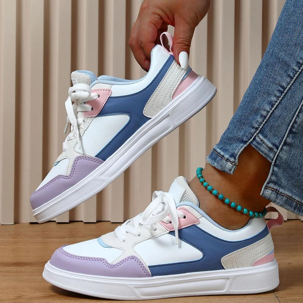 White Shoes PU Leather Board Shoes Women Breathable Casual Sneakers Men Lace-up Trendy Running Trainers Anti-slip Waterproof
