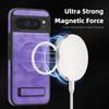 For Google Pixel 9 Pro XL Case Compatible with MagSafe Kickstand Leather Phone Back Cover