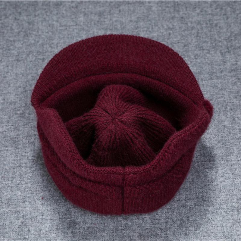 Elderly Hat Women Winter Warm Ear Hat Grandmother Mother Wool Hat Cold Old Lady Knitted Hat