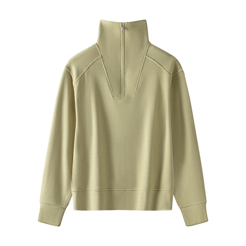 450g High Neck Half-Zip Fleece-Lined Thermal Sweatshirt - Warm and Loose for Autumn and Winter.