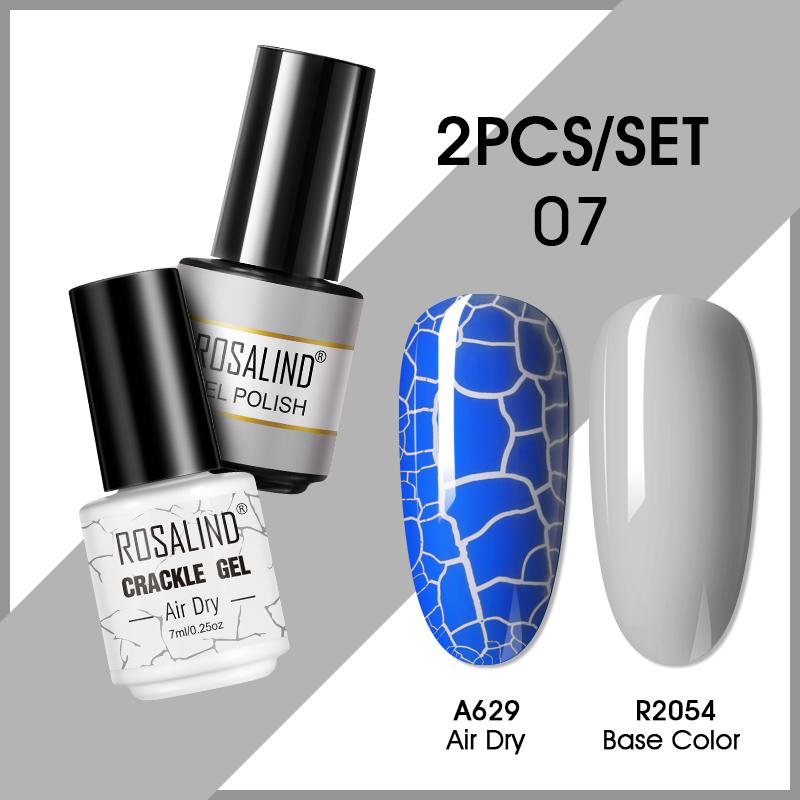 ROSALIND 7ml Nagelgel Nagellack Cracked Gel Semi-Permanent Esmalte Hybrid Lack UV Nagelkleber Nagellack Primer Matt 2er Set