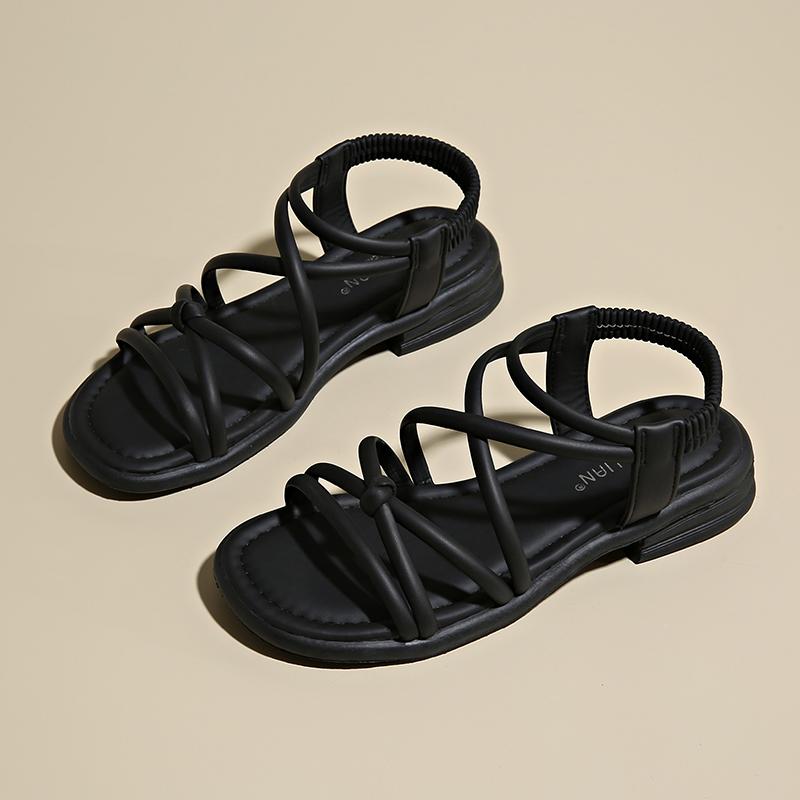 Fashion CRLAYDK Flat Sandals for Women Beach Summer Slide Casual Ladies Elastic Band Slip On Ankle Strap Travel Outdoor Slippers