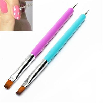 2 uds UV púrpura turquesa decoración Gel acrílico uñas arte pincel herramienta para uñas Set herramienta de punto