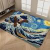 Japanese Wave Art Floor Mat Retro Multiple Choice Living Room Kitchen Rug Non-Slip Modern Home Decor