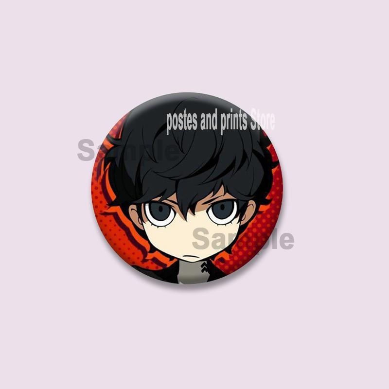 Spiel P-Persona 5 Runde Anstecker Ann Takamaki Ren Amamiya Knopfleisten Tasche Kleidung Dekorationen Brosche Sammlerstücke Schmuck Geschenke