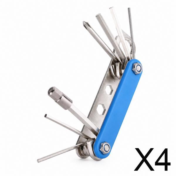 6xBicycle Repair Tool Kit, MultiFunction Folding Bike and Wrench Set for Tire Patching