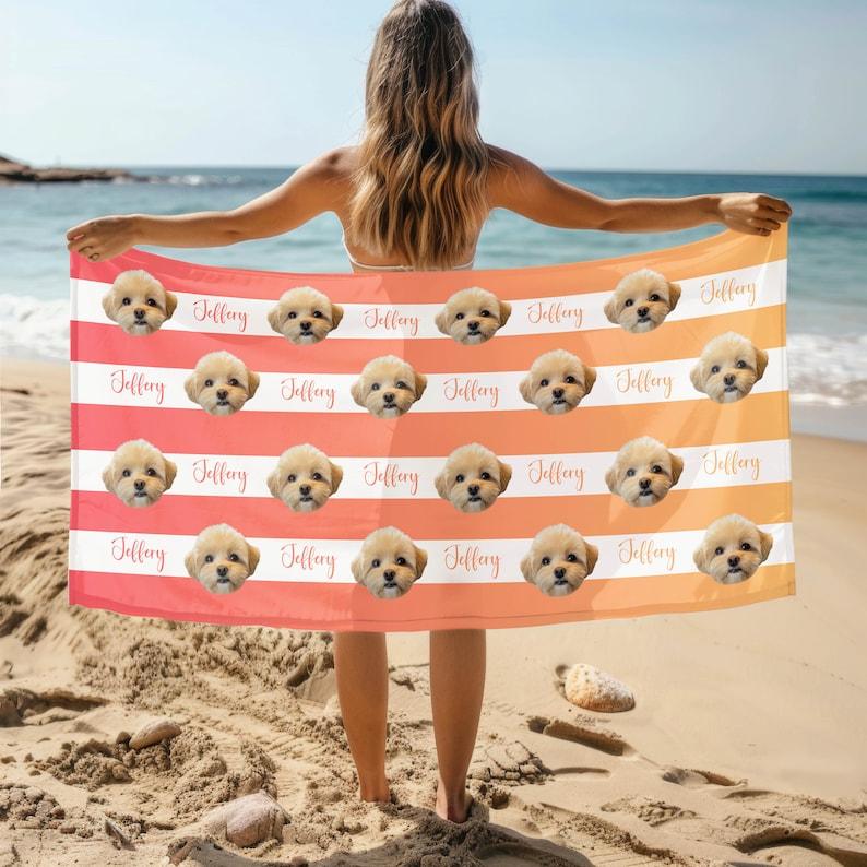 head portrait photo Beach Towel, stripe Monogram Pool Towel, Beach Towel, Vacation Gift, Fun beach towel W30*H60(CM)