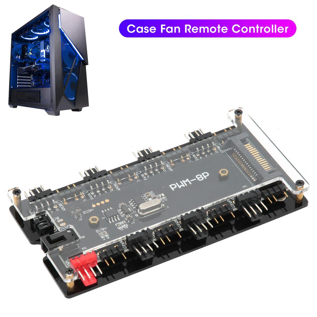 Case Fan Hub PWmARGB 2 in 1 Wireless Remote Controller for Computer Cooling Fan