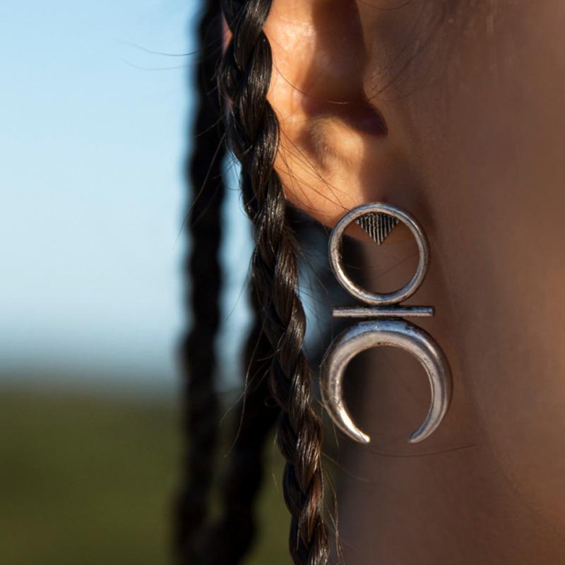Fashion Brincos Bohemian Earrings Moon Geometric Vintage Ethnic Stud Earrings Boho Earrings For Women Hip Hop Punk Jewelry