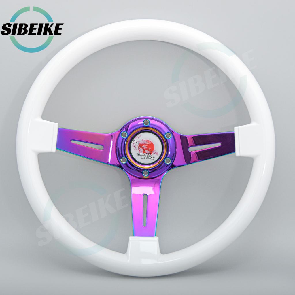 NEW JDM 14inch ABS Steering Wheel Neo Chrome Spoke Black White Pink Racing Sports Steering Wheel