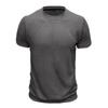 Summer Slim Fit Ribbed Elastic T-shirt Men Casual Knitted Round Neck Short Sleeves Pullover Solid Color Daily Tops Clothes
