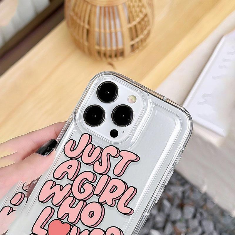 Simple English love iPhone15 mobile phone case 14promax Apple 13 transparent 12 airbag 11 anti-drop 16 sets