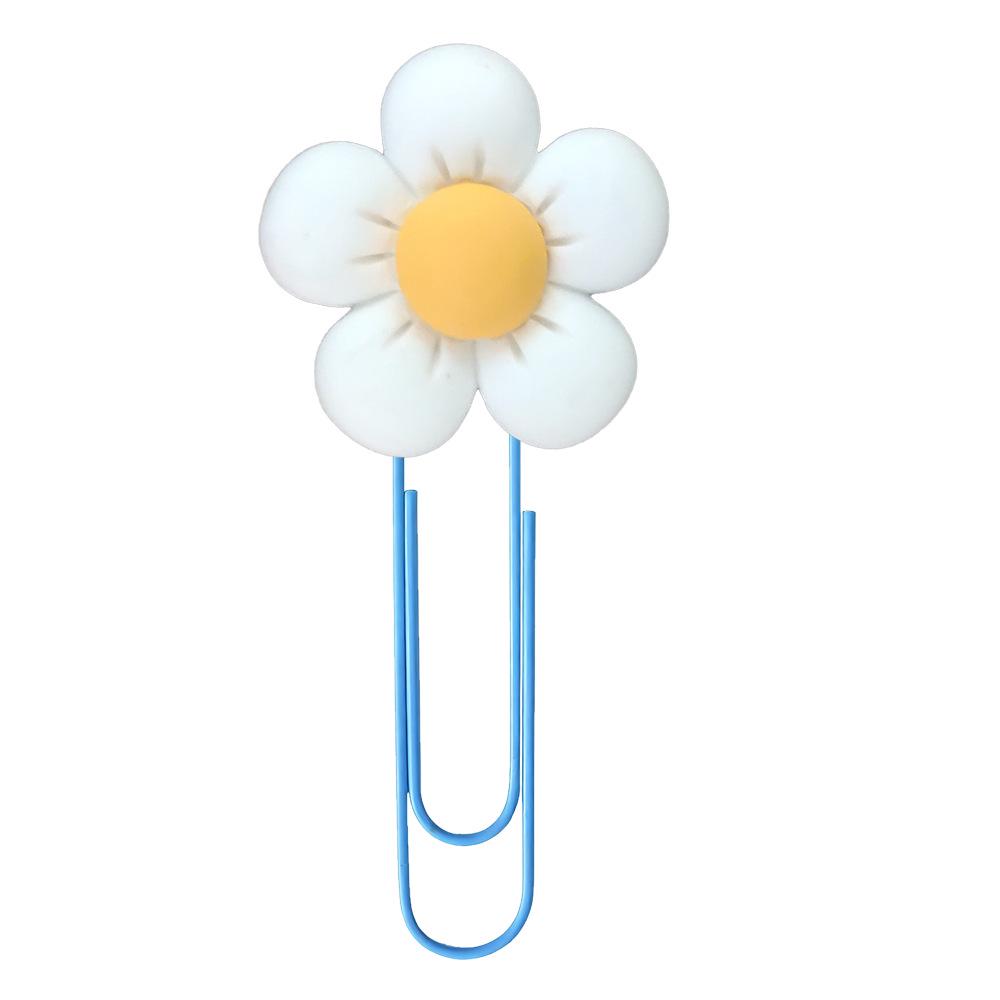 Anime-Style PVC Flower Paper Clip Bookmark - Cute Office Stationery