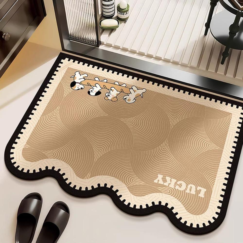 Cartoon Animal Bathroom Mat Anti Slip Door Mat Stain-resistant Puppy Absorbent Mat  Wet Areas