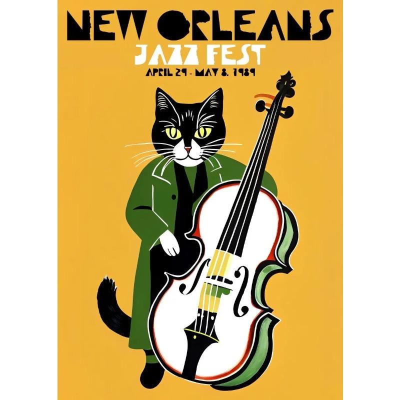 

Джазовый фестиваль в Монтрё, аккордеон, саксофон, фортепиано и виолончель, живая сила, ретро-постер, картины на холсте, настенные картины, домашний декор 21cm×30cm NoFrame