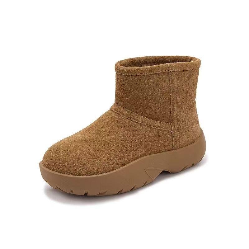 

Inner height-increasing leather bread snow boots women s winter non-slip and wear-resistant lightweight short boots 35