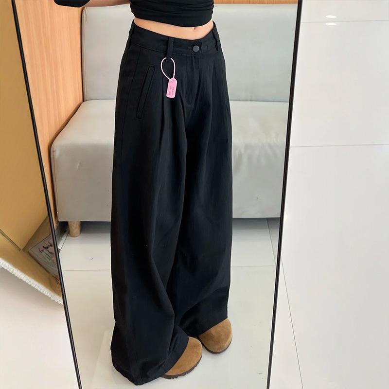 Weitbeinige Jeans mit Plissee-Design Damen Übergröße High Waist Loose Jeans