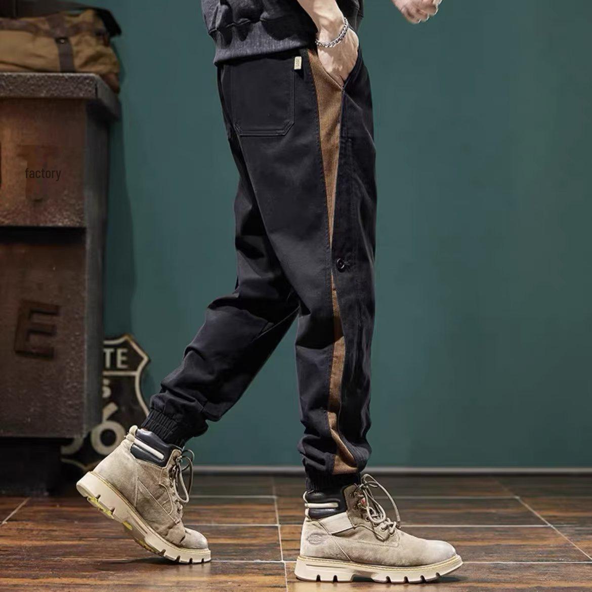 

Мужские спортивные повседневные брюки из бархата с манжетами, осенне-зимняя модель плюс — в японском стиле для подростков. L