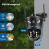 6K 12MP WiFi IP Outdoor Three Lens 10X Zoom PTZ Auto Tracking Home Security Protection 4K Video Camera