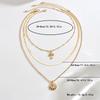 European and American jewelry simple and versatile French multi-layer stacked necklace retro style cross temperament light luxury pendant