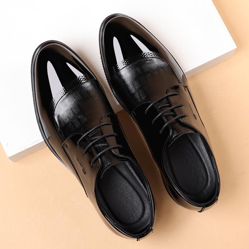 

Men s glossy leather shoes low-top breathable casual leather shoes lace-up patent leather men s shoes four seasons 2025 37