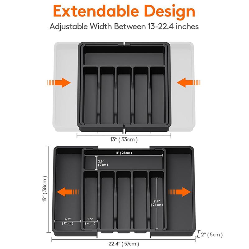 Expandable Utensil Tray for Kitchen,Silverware Drawer Organizer,Adjustable Flatware and Cutlery Holder for Spoons Forks Knives
