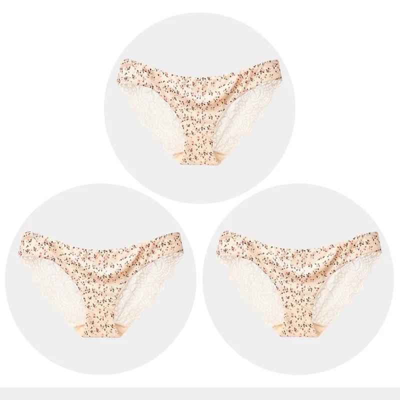 Women's Seamless Underwear Leopard Intimate Women Sexy Lace Black Floral Panties Seamless Panty 3 Pcs/set