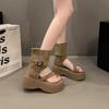 Bottes cool rétro à semelles épaisses pour femmes 2025 été nouvelle mode sandales bout couvert bottines courtes à fermeture éclair