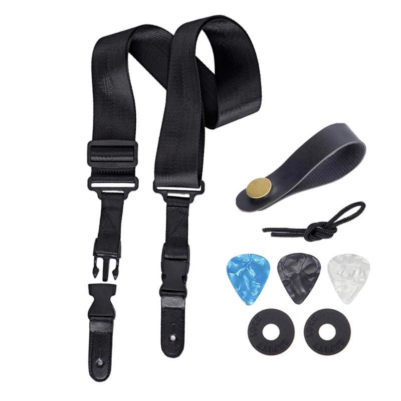 Leather Ends Guitar Strap Set with Picks Guitar Strap Acoustic Guitar Belt Strap 1
