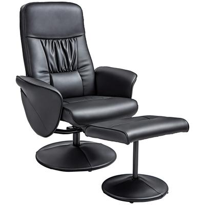 2-Piece Chair Set Chair with Footstool Recliner with Footstool, Height-Adjustable, Reclining Backrest, Black