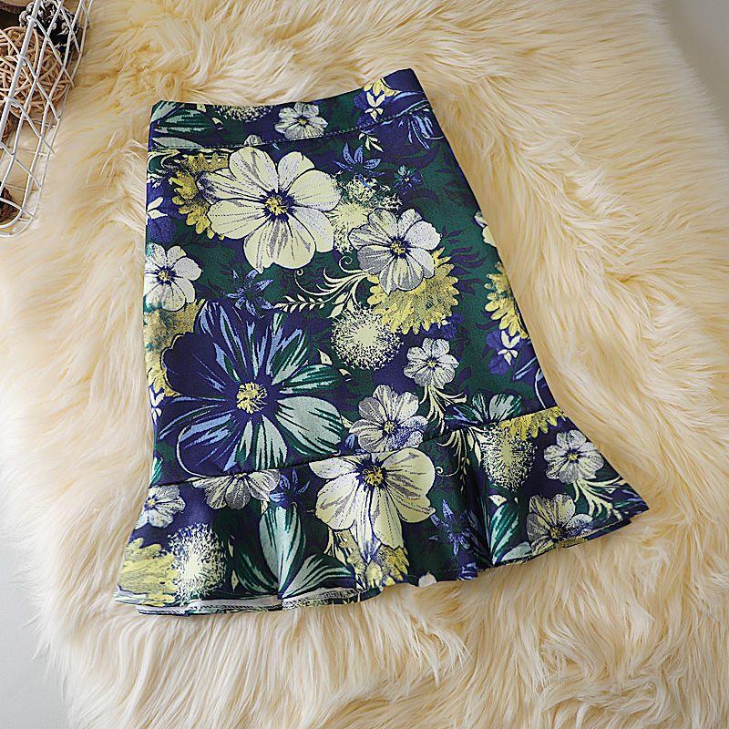 Faldas florales de verano para mujer, moda coreana, cintura alta, falda corta ajustada