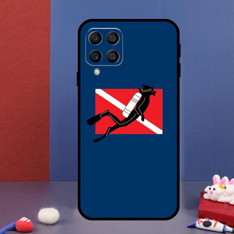 Diver Down Scuba Flag For Samsung Galaxy M31 M51 M33 M13 M23 M53 M15 M55 M14 M34 M54 M20 M30s M32 M52 Phone Case