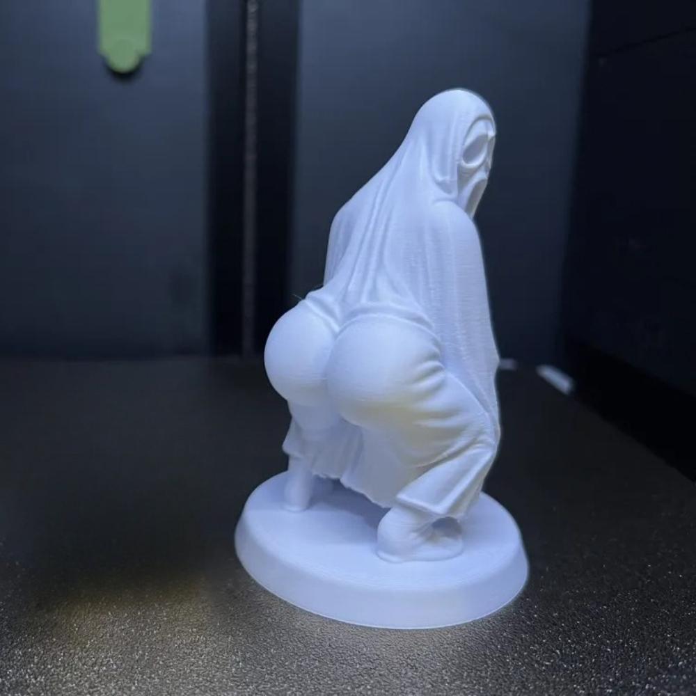 Shake Butt Ghost Statue, 3D Printed Electric Butt Dance Ghost Face Killer, Scream When You Like Fullness, Halloween Parody Gift
