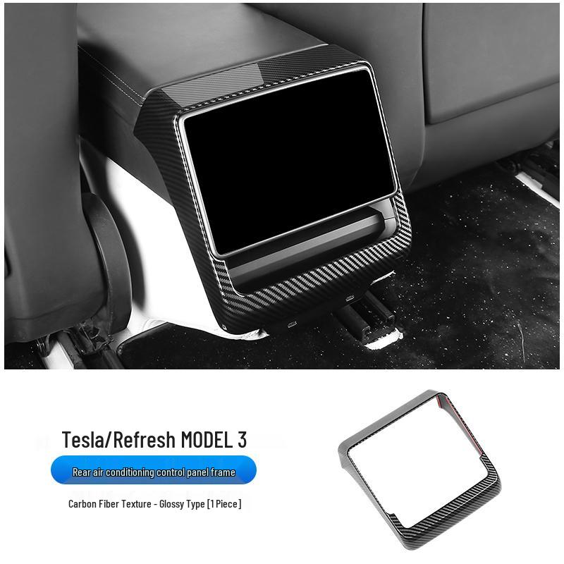 Tesla Model Y/3 Carbon Fiber Texture Center Console Trim Accessories