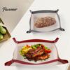Rectangular Silicone Baking Sheet Fiber Mat with Button, Non-Stick Oven Safe Rectangle Kitchen Gadget Tray, Leakproof Heat Reistant Snap To Form Liner