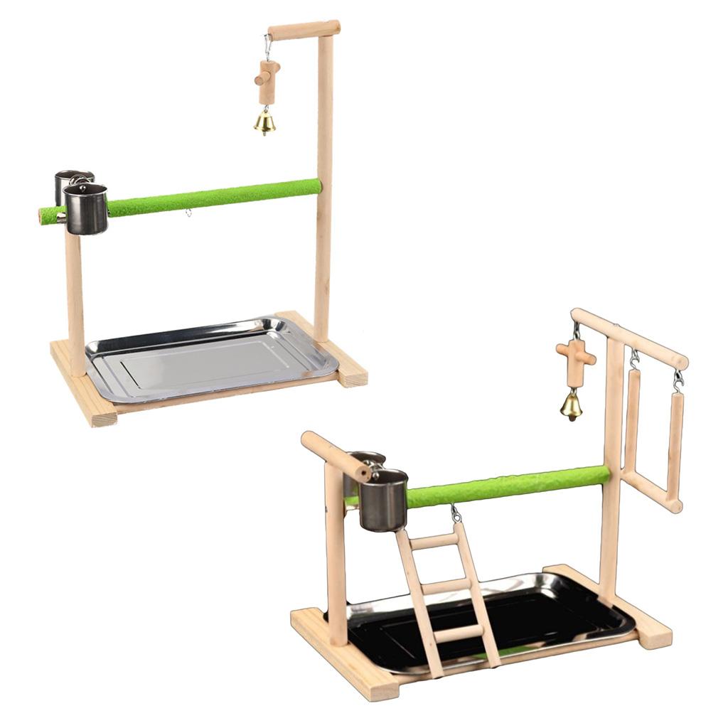 Bird Perch Parrot Stand Toy Natural Wood Playground Gym Accessories for Cage