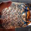 Edo Kiriko Blue Daisy Crystal Whiskey Glass