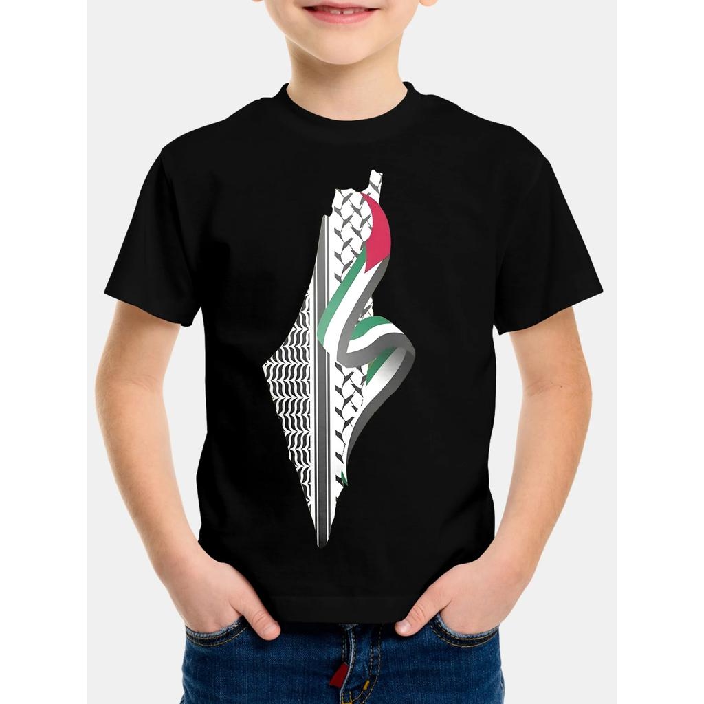 Children Clothes Top Shirts Ronaldo T-shirty Palestine Keffiyeh Flag Children's Boy's Clothing T-shirt for a Boy Tops Kids