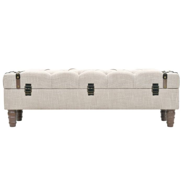 VidaXL Storage Bench Solid Wood and Steel 111 X 34 X 37 Cm
