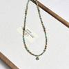 Mori-Style Turquoise Beaded Titanium Steel Necklace - Versatile Retro Sweater Chain for Women
