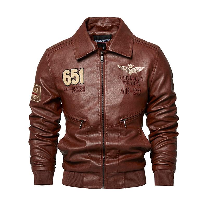 Popular autumn and winter new men's leather jacket European and American large size velvet PU casual leather jacket men