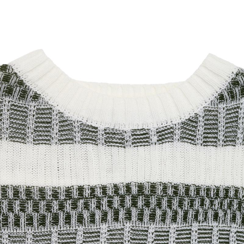 2026 Retro Style Loose Round Neck Double Stripe Long Sleeve Sweater for Women - Autumn/Winter Collection