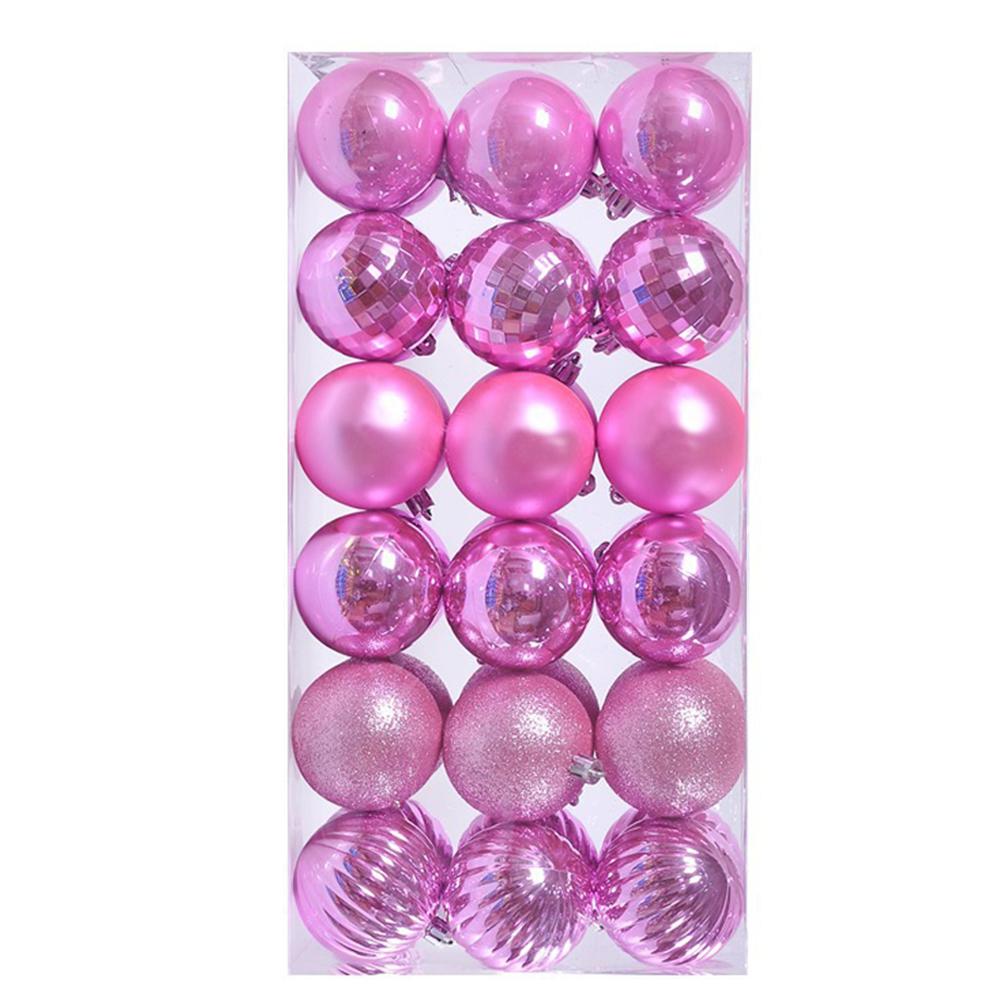 

Christmas tree ornaments 36 pcs pack shatterproof plastic balls for wreath decorating and New Year party accents розовый