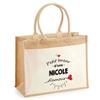 Beach Bag - PLANETEE - Jute with Pocket A Nicole D'amour's Bazaar - Natural Cotton - Multicolored Beige - 43 X 33 Cm