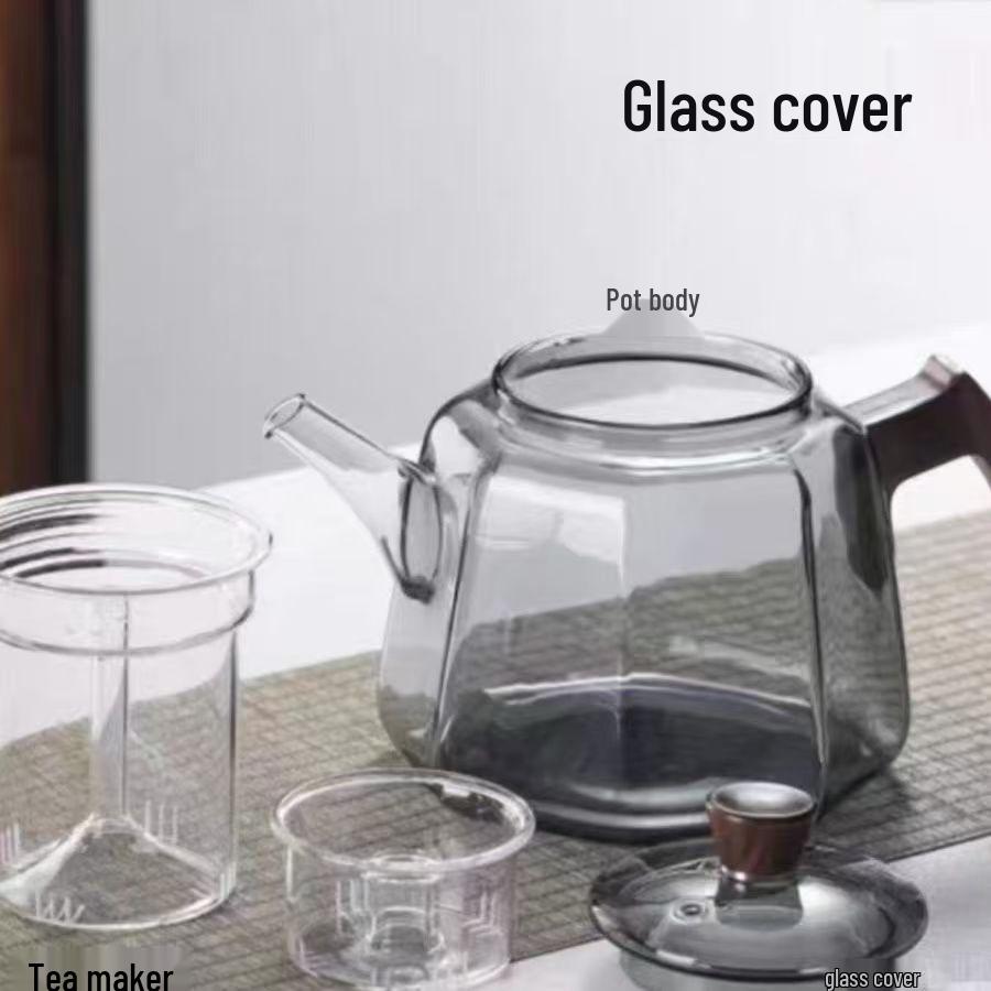 High-Temperature Resistant Glass Teapot with Large Capacity for Electric Stove and Fireplace Use