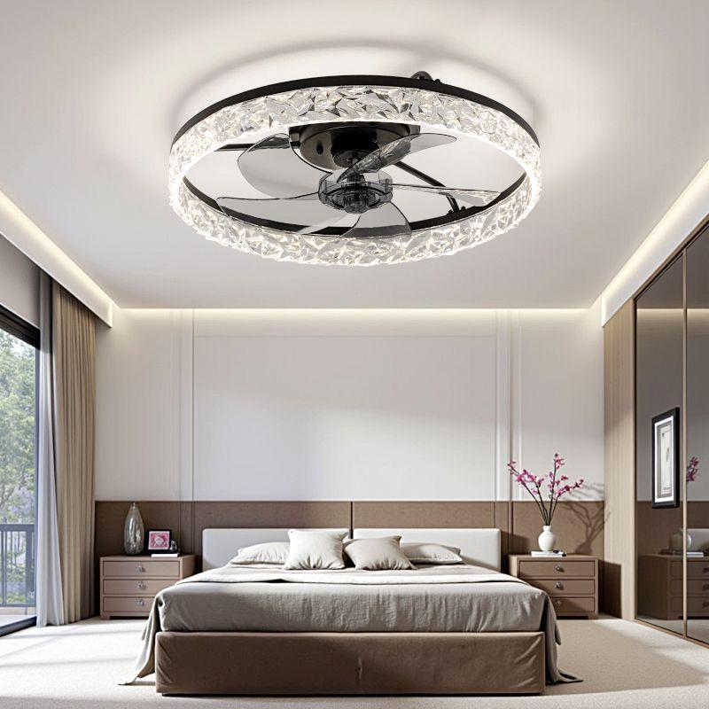 Large Wind Power Ceiling Fan with Light - Invisible Blades, Frequency Conversion for Living and Dining Rooms, Bedrooms